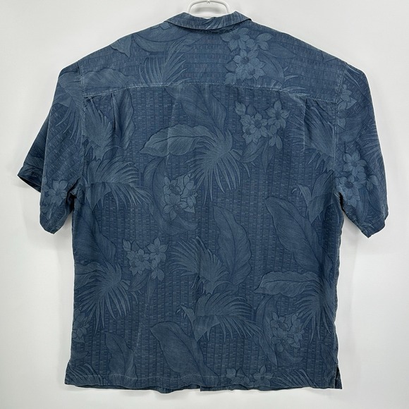 Tommy Bahama 100% Silk Shirt Mens 2XT Blue Short Sleeve Floral Hawaiian Tropical - Picture 8 of 10